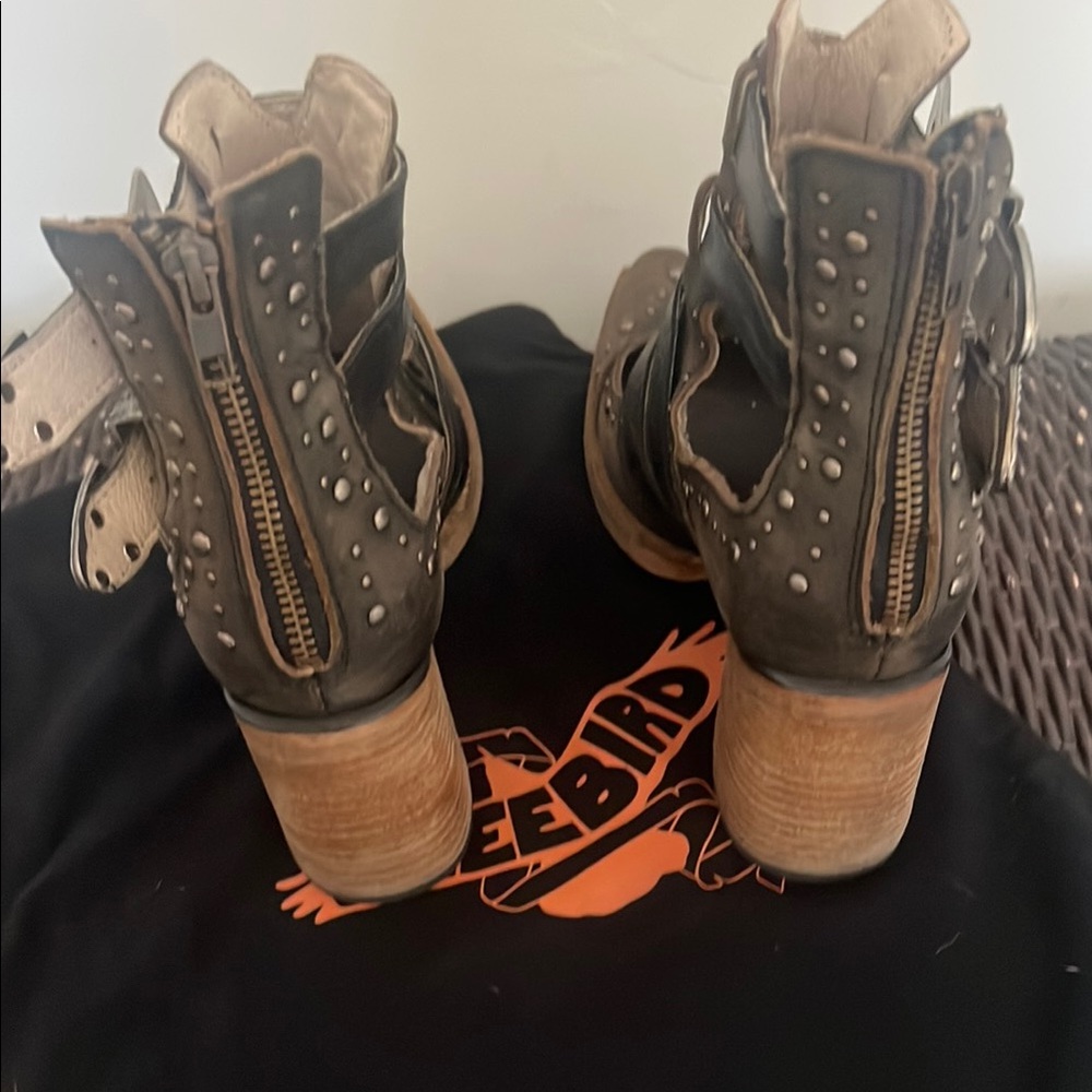 Freebird Black Heeled Boots with Strappy Design - Picture 7 of 9